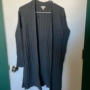 Knee length dark grey cardigan
